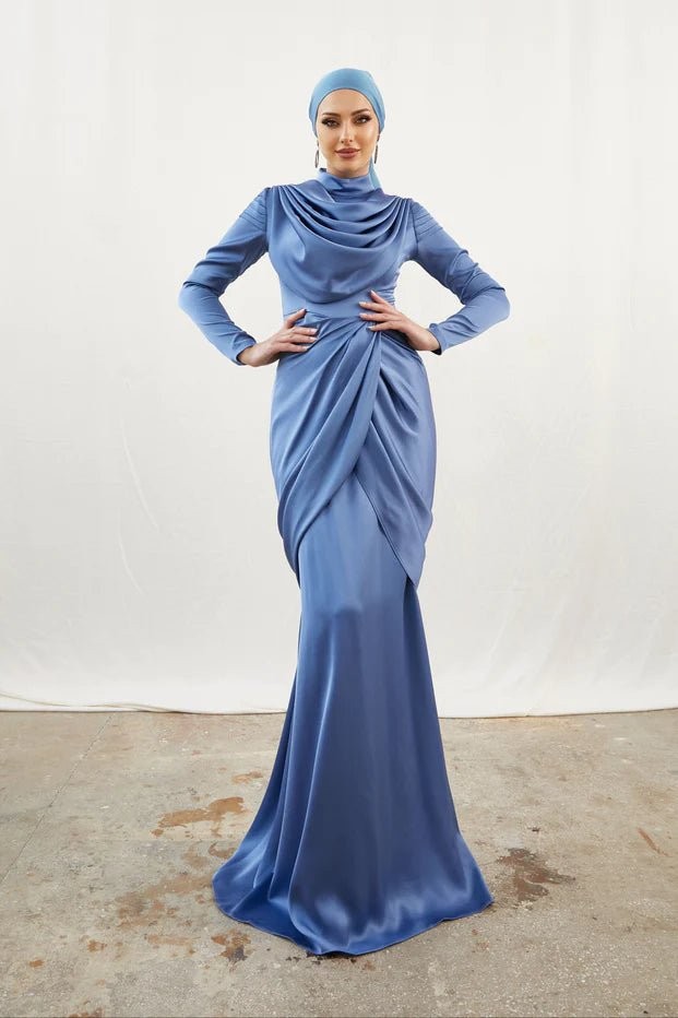 Sanem Indigo Hijab Evening Dress