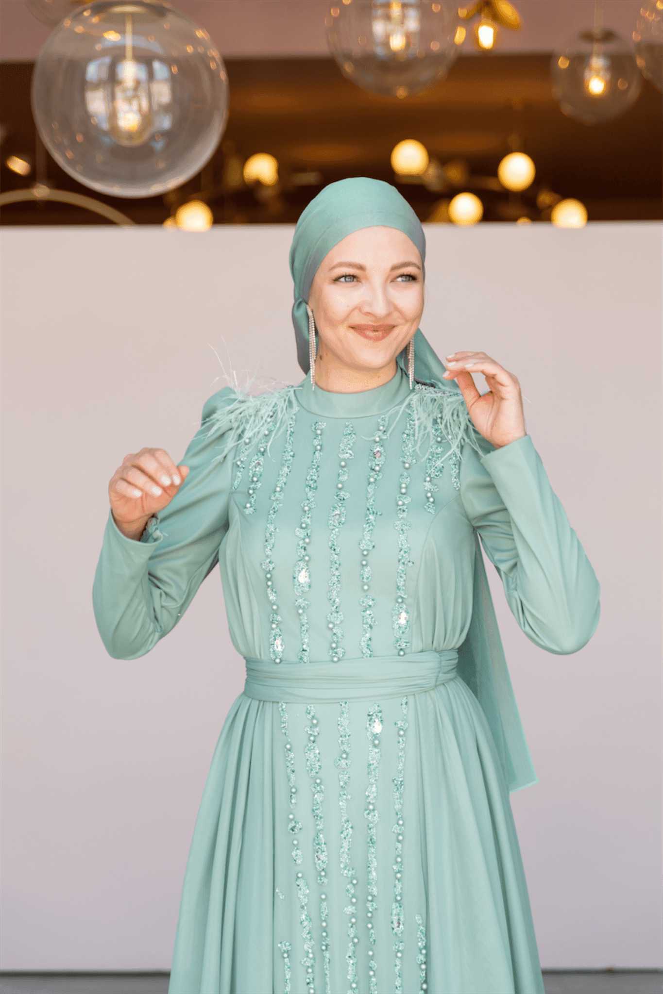 Smile Hijab Evening Dress - Mint