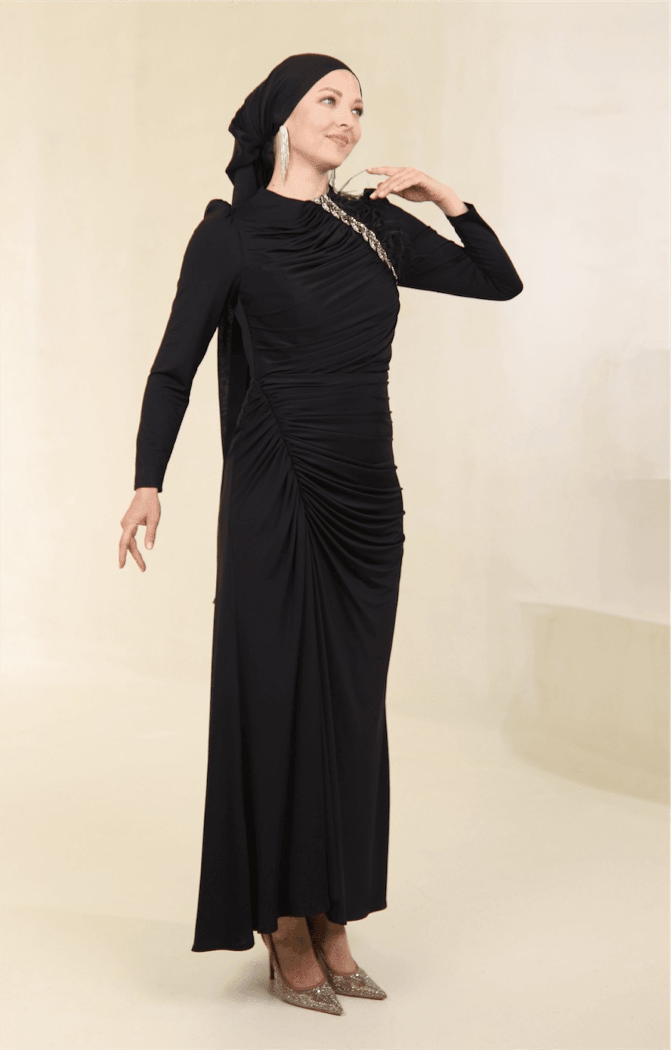 Setri Hijab Evening Dress - Black