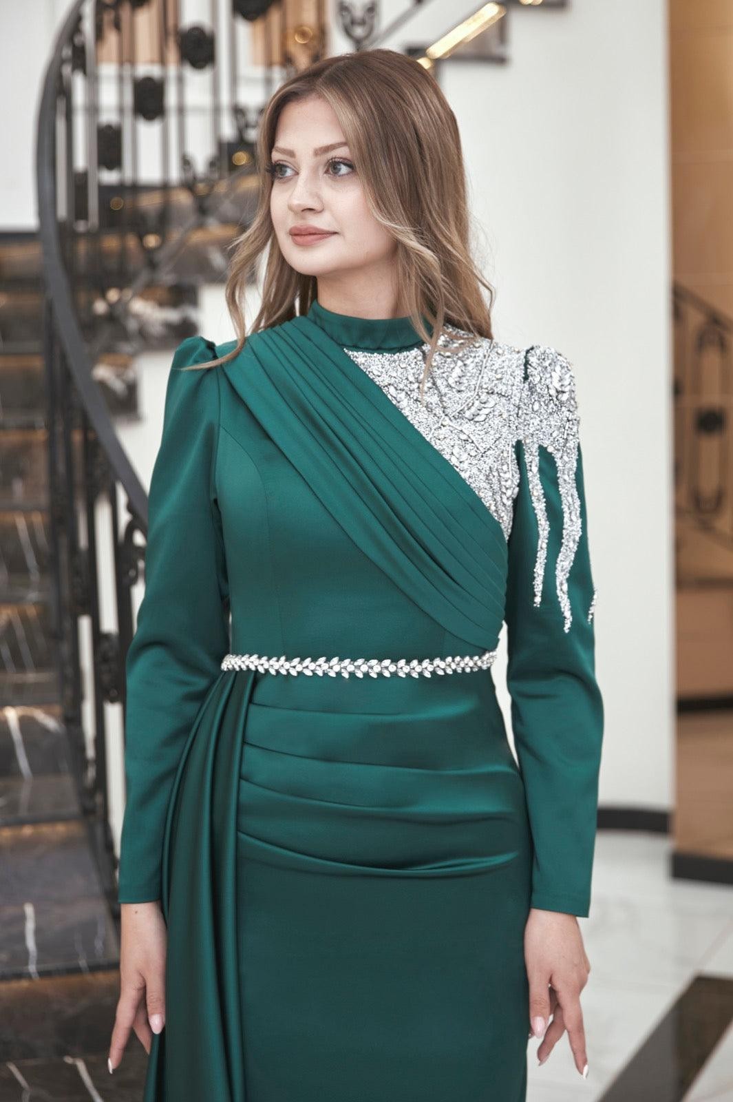 Talu Hijab Evening Dress - Emerald
