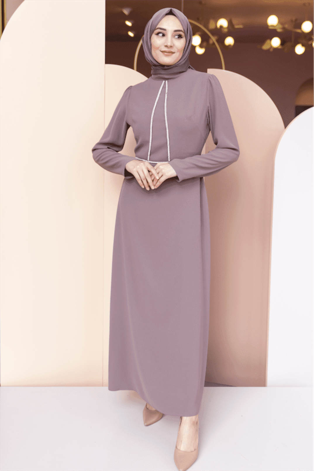 Alya Hijab Evening Dress - Brown