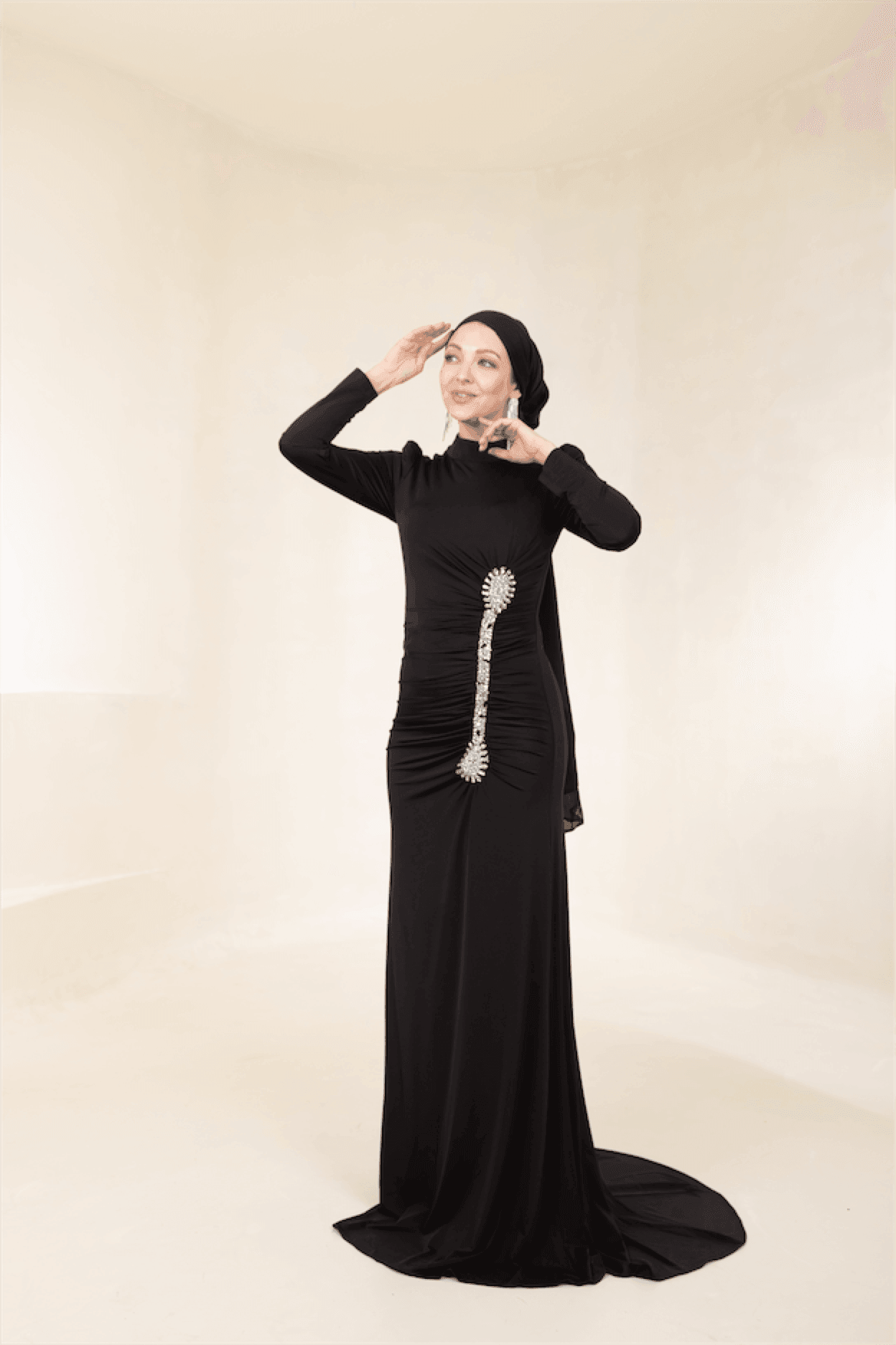 Lydia Hijab Evening Dress - Black