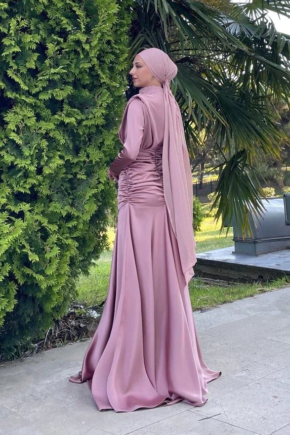 Dilara Tesettür Abiye - Gül kurusu
