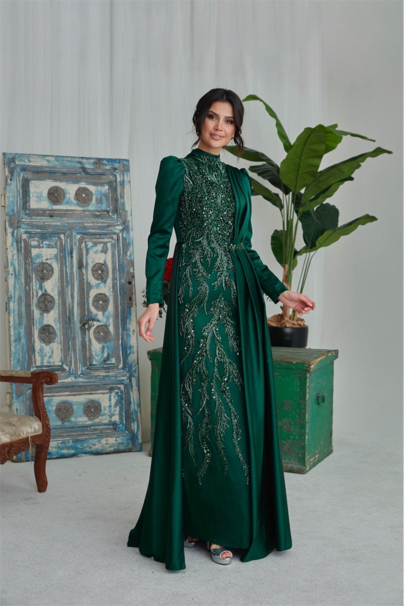 Fezra Hijab Abendkleid – Smaragd