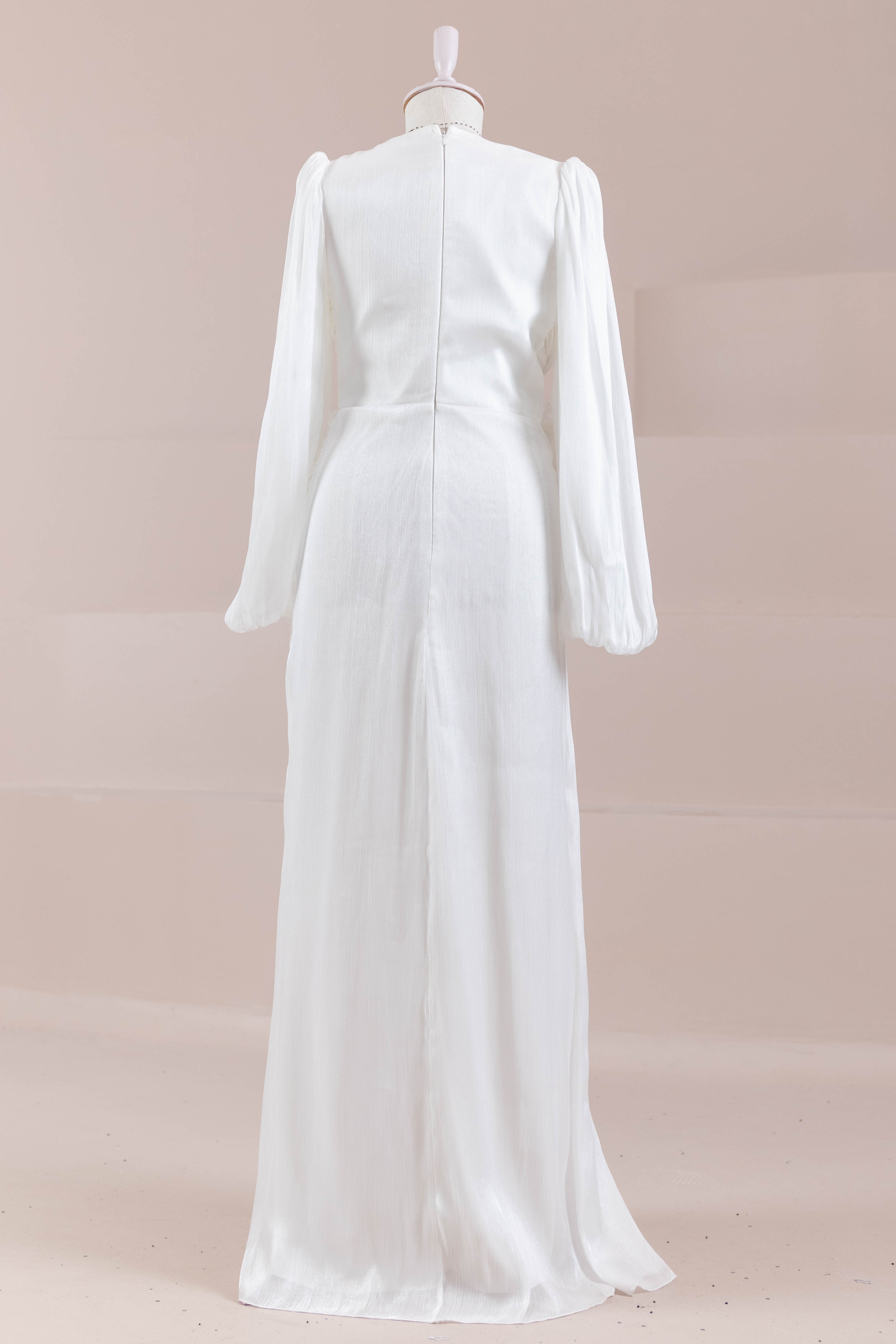 Çiçekli Lotus Tesettür Abiye - White