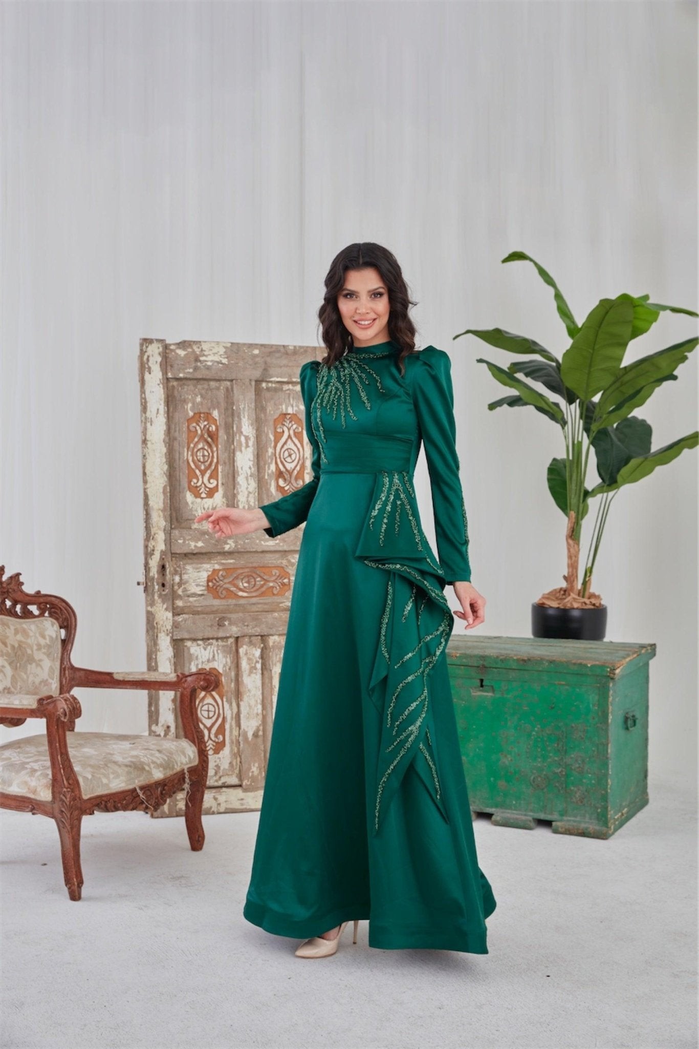 Eftelya Hijab-Abendkleid – Smaragd