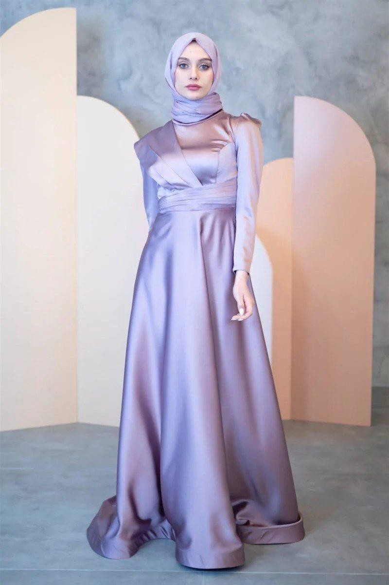 Helen Hijab Evening Dress - Lilac