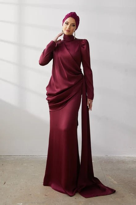 Buse Hijab Evening Dress - Cherry Rotten