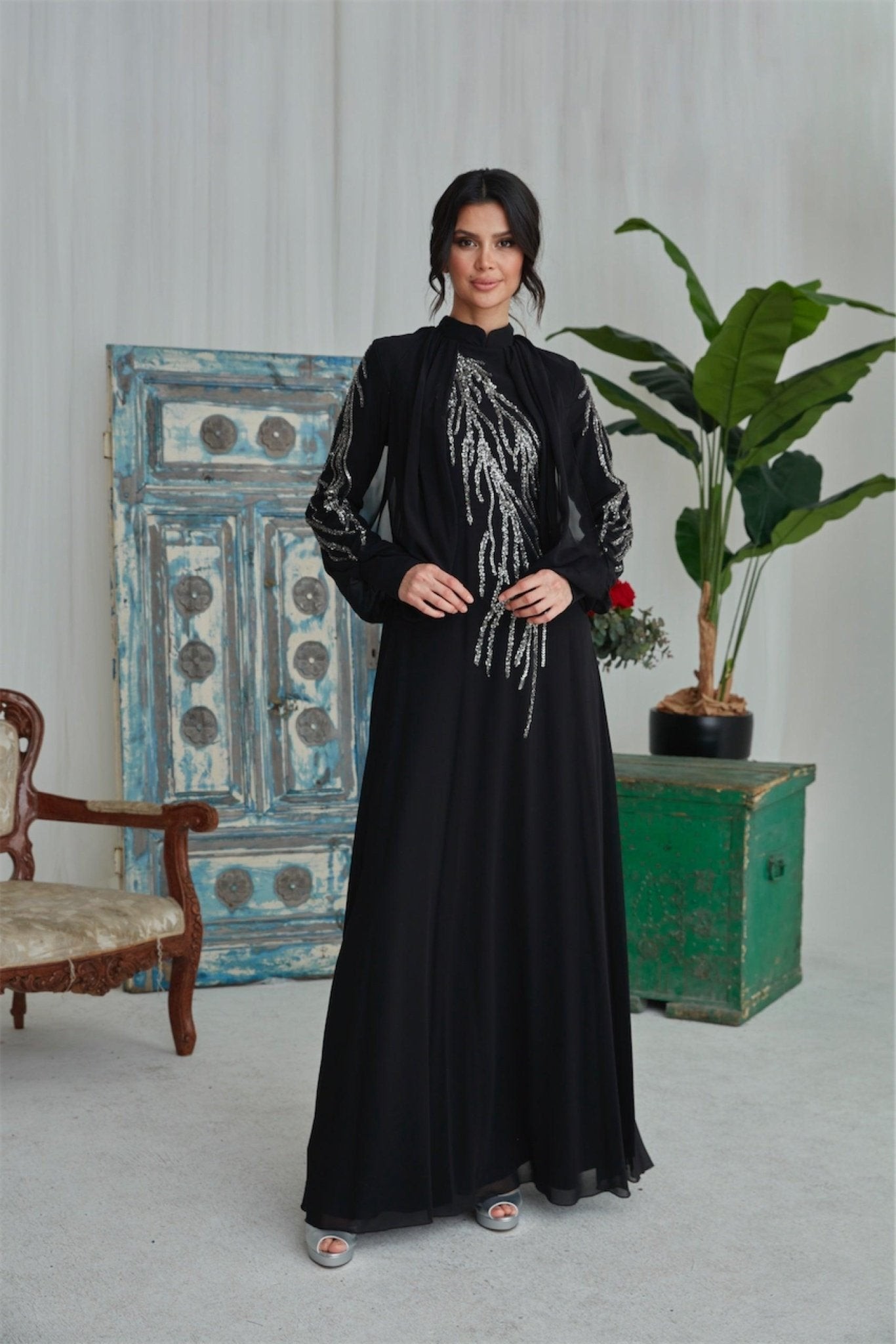 Nalan Hijab-Abendkleid – Schwarz