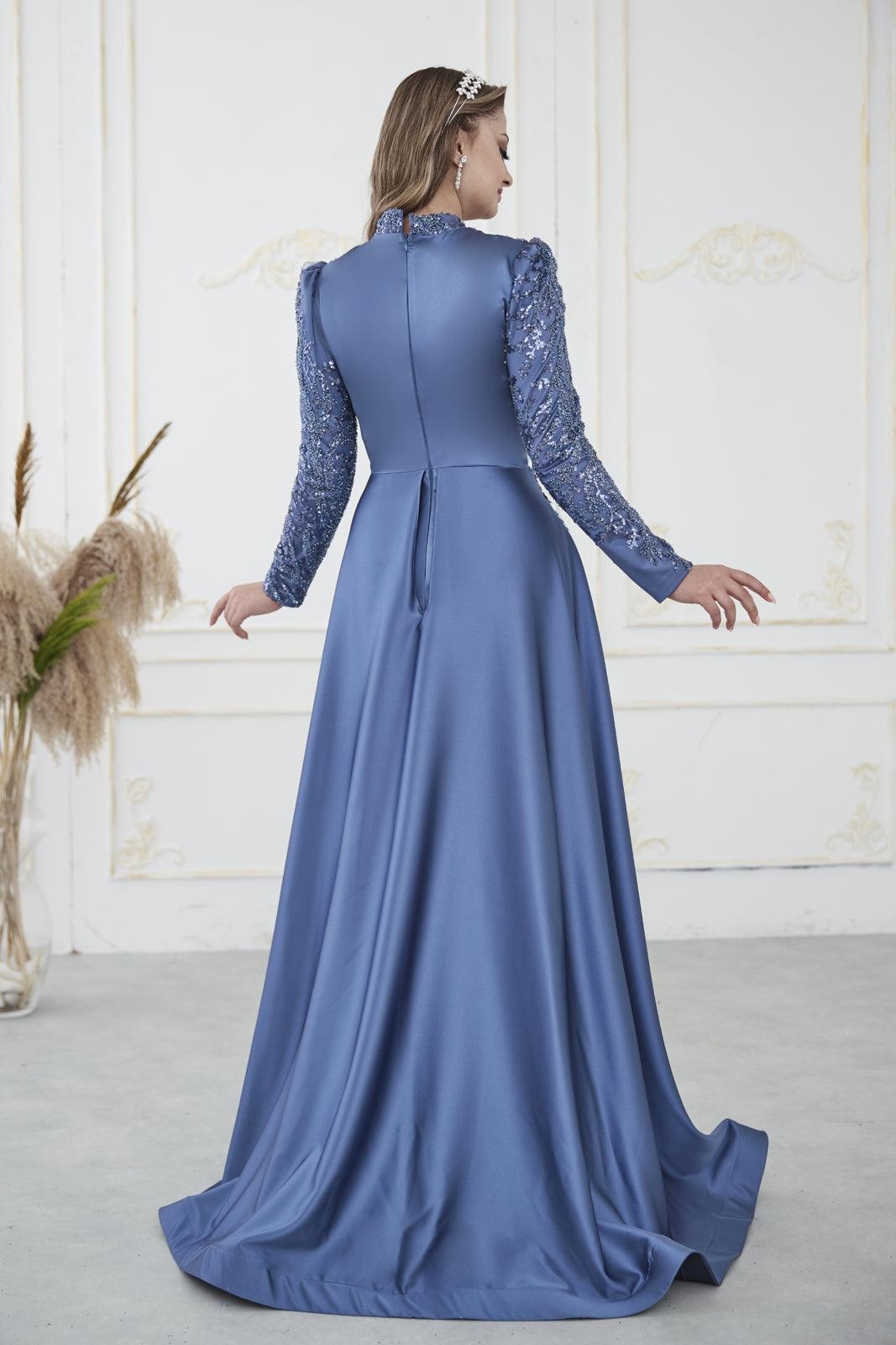 Berrak Hijab Evening Dress - Indigo