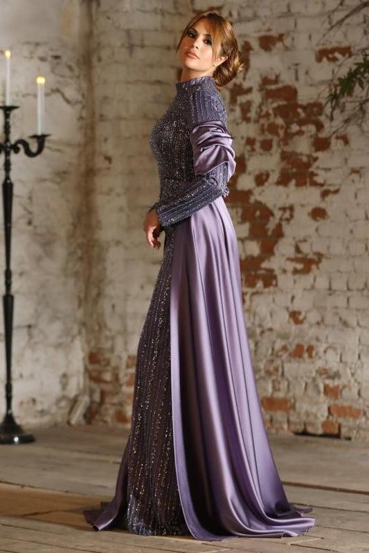 Elisa Hijab Evening Dress - Lilac