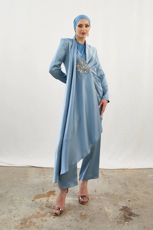 Duru Stone Baby Blue Hijab Suit