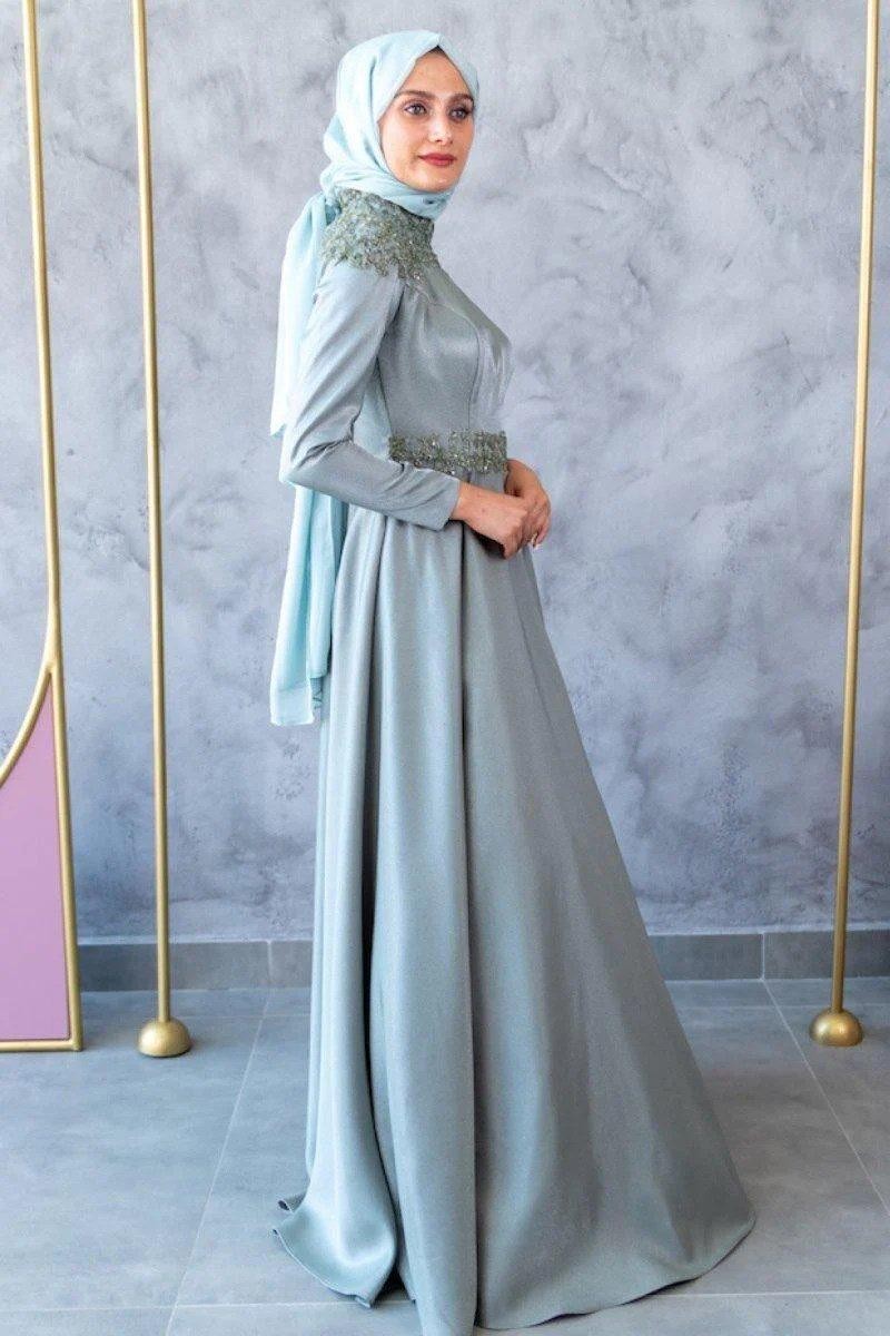 Bade Hijab Evening Dress - Mint