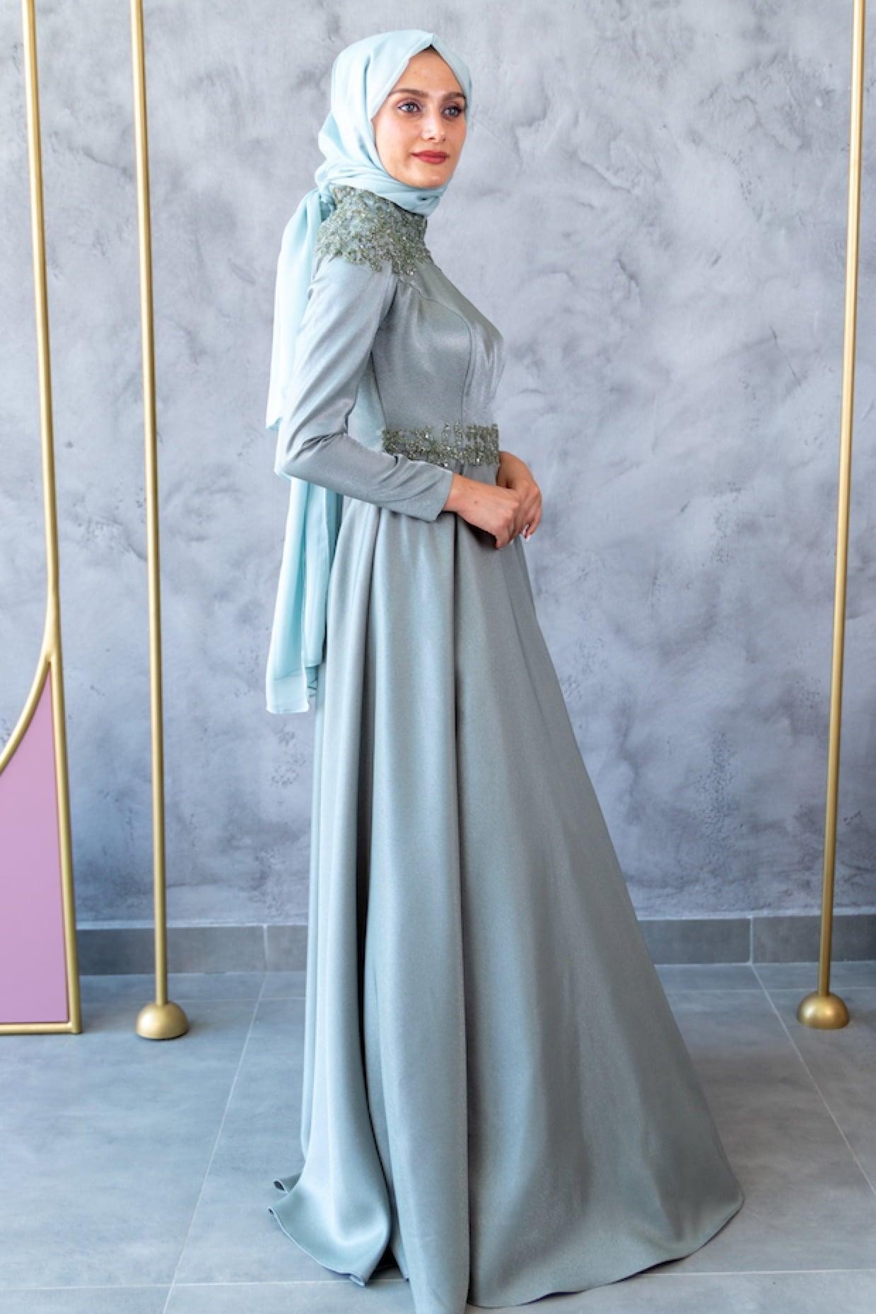 Bade Hijab Evening Dress - Mint