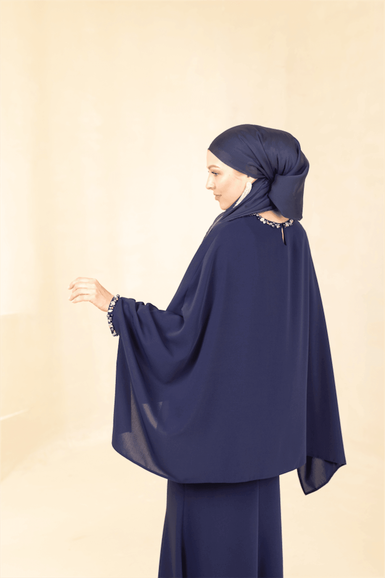 Eveline Hijab Evening Dress - Navy Blue