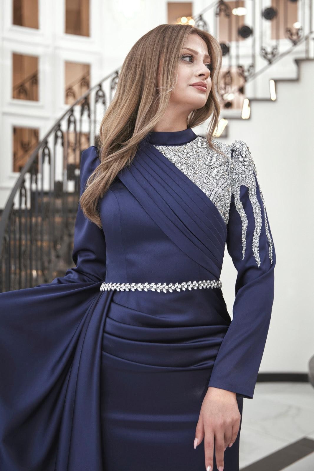 Talu Hijab Abendkleid – Marineblau