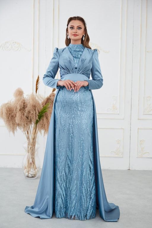 Bella Hijab Evening Dress - Blue