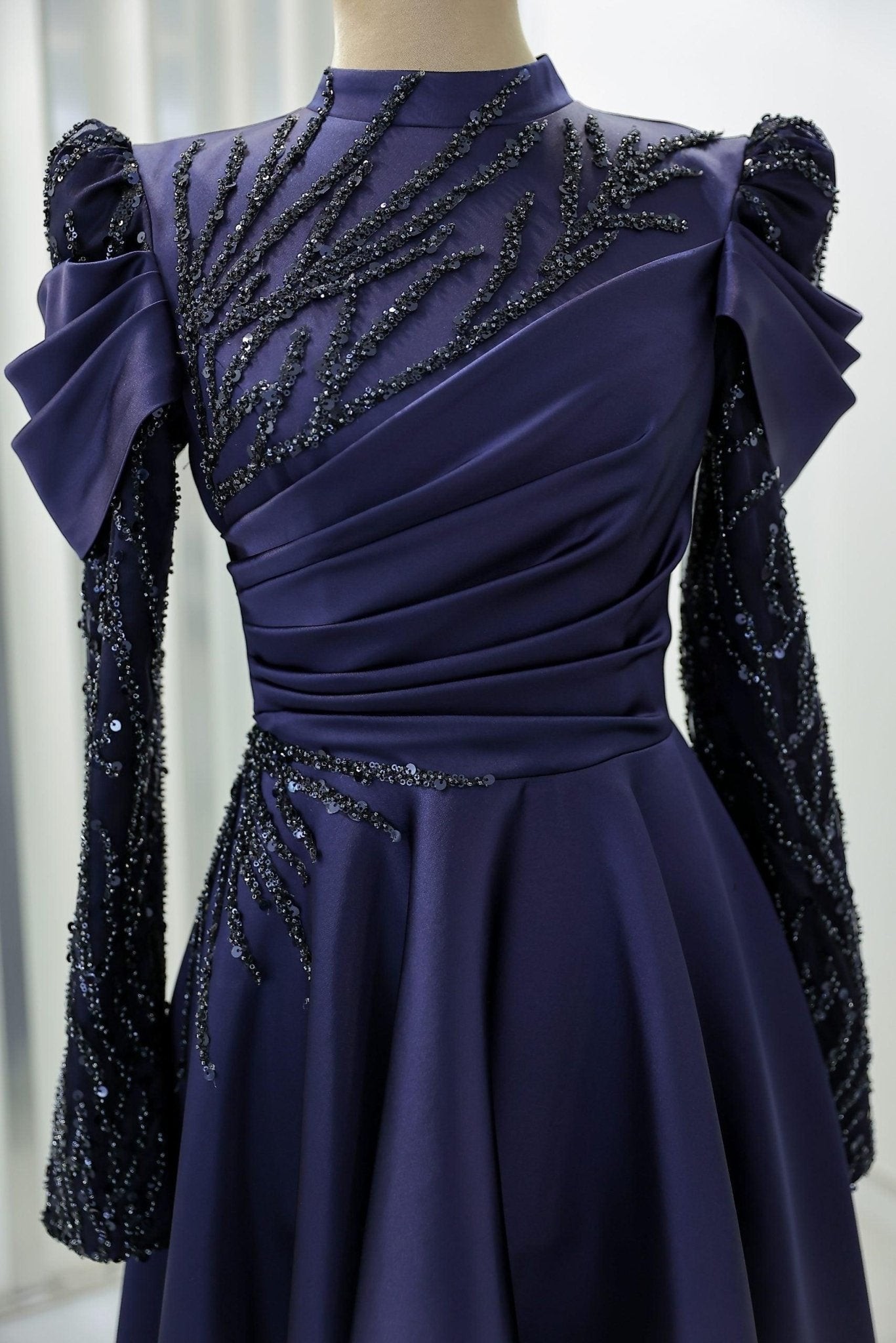 Endam Hijab Evening Dress - Navy Blue