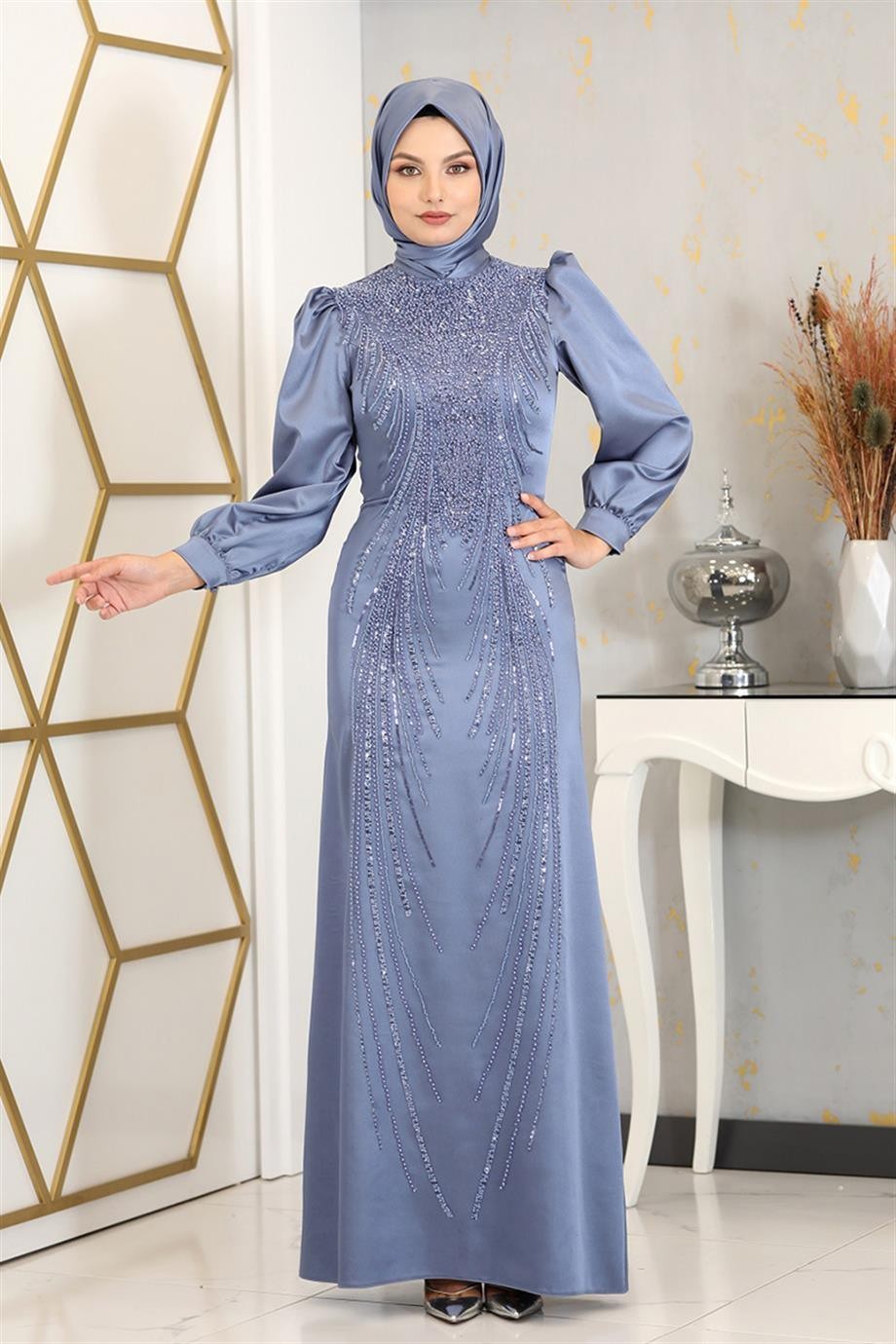 Cindy Hijab Abendkleid Blau
