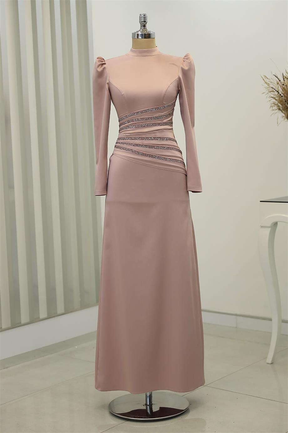 Lavinya Hijab Evening Dress Powder