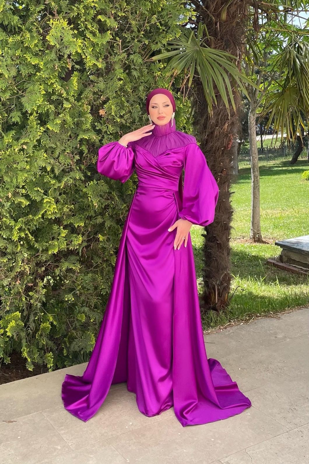 Eftelya Hijab Evening Dress - Purple