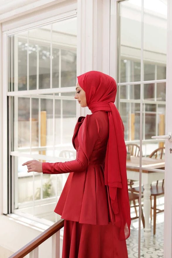 Anka Hijab Evening Dress - Red