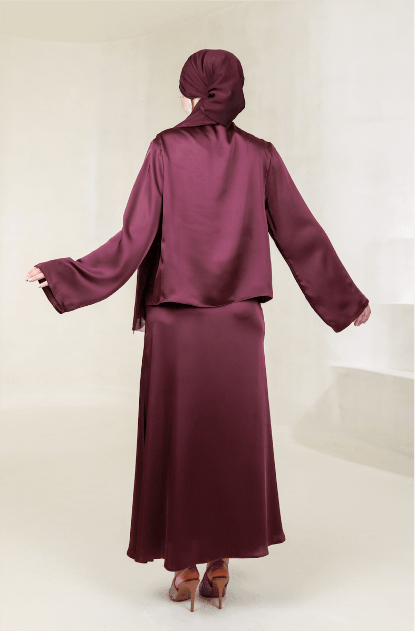 Candida Hijab Suit - Claret Red