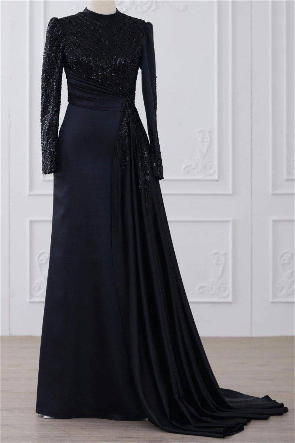 Talisman Hijab Evening Dress - Black