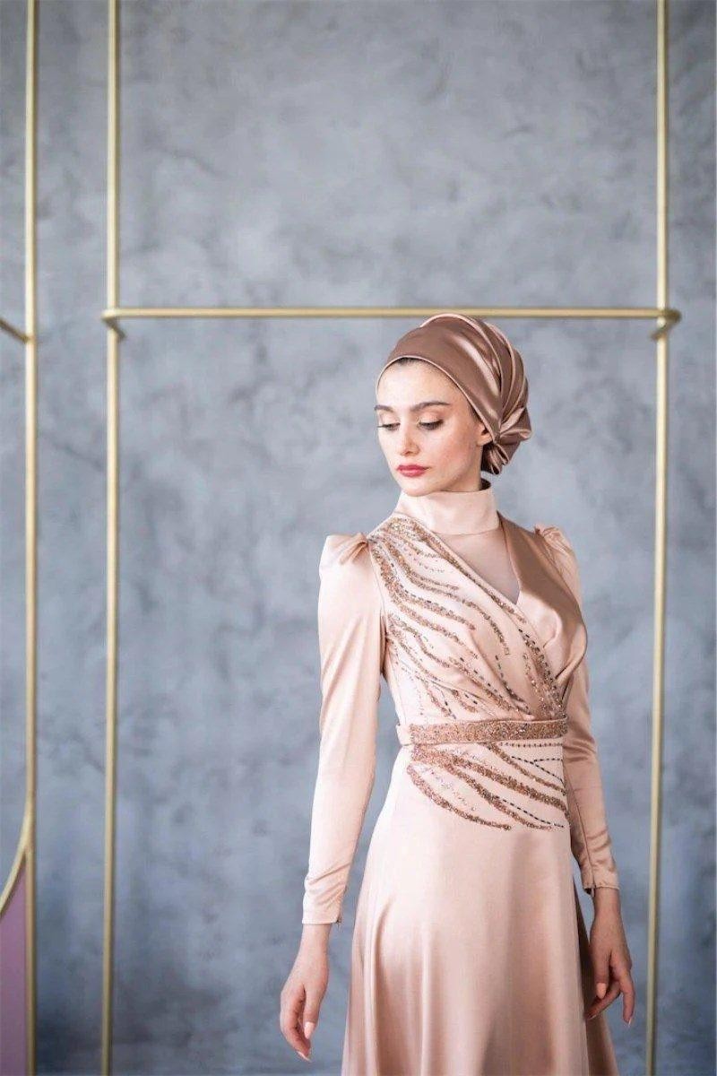 Akasya Hijab Evening Dress - Gold