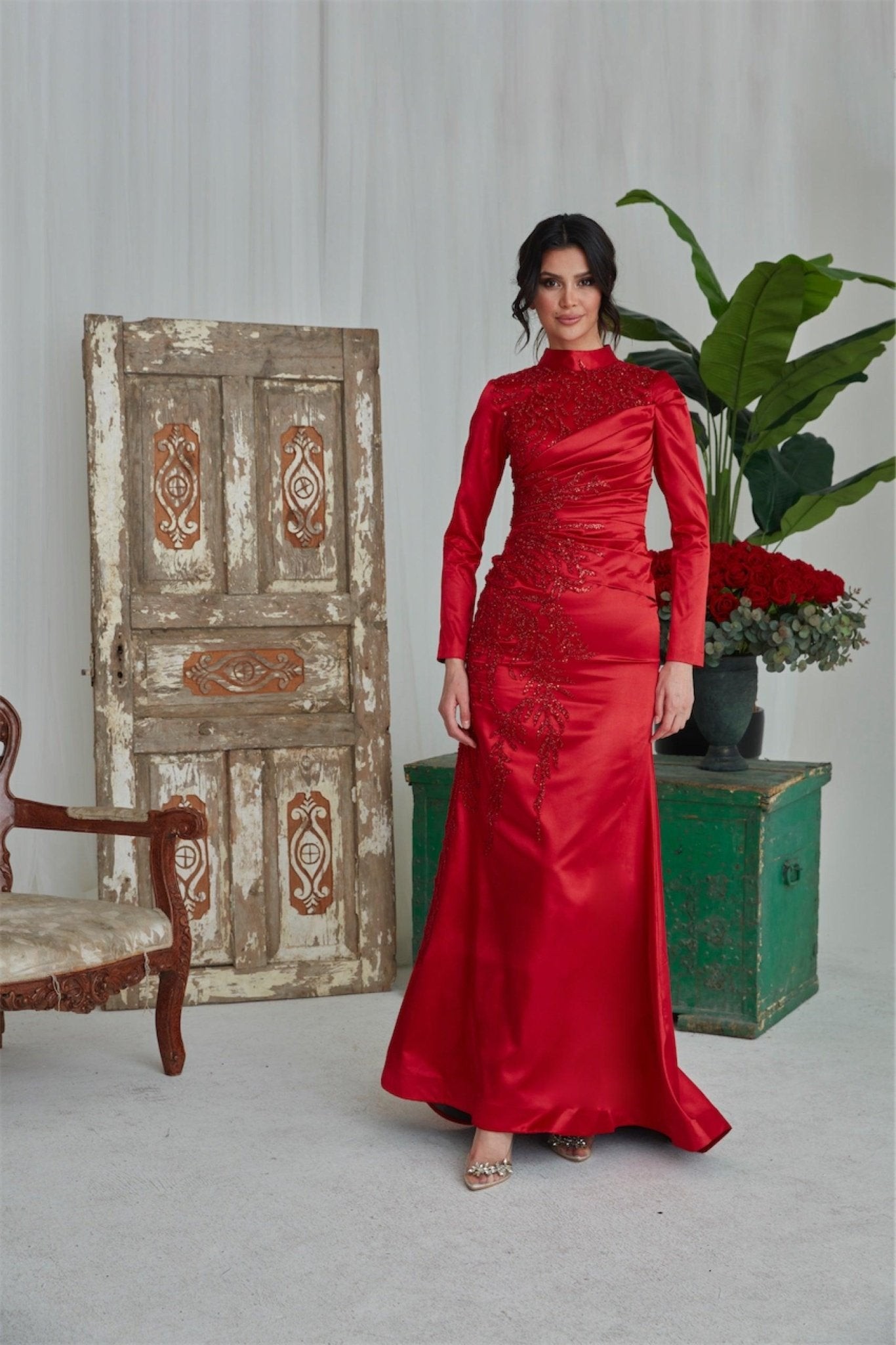 Dalya Hijab Abendkleid – Rot