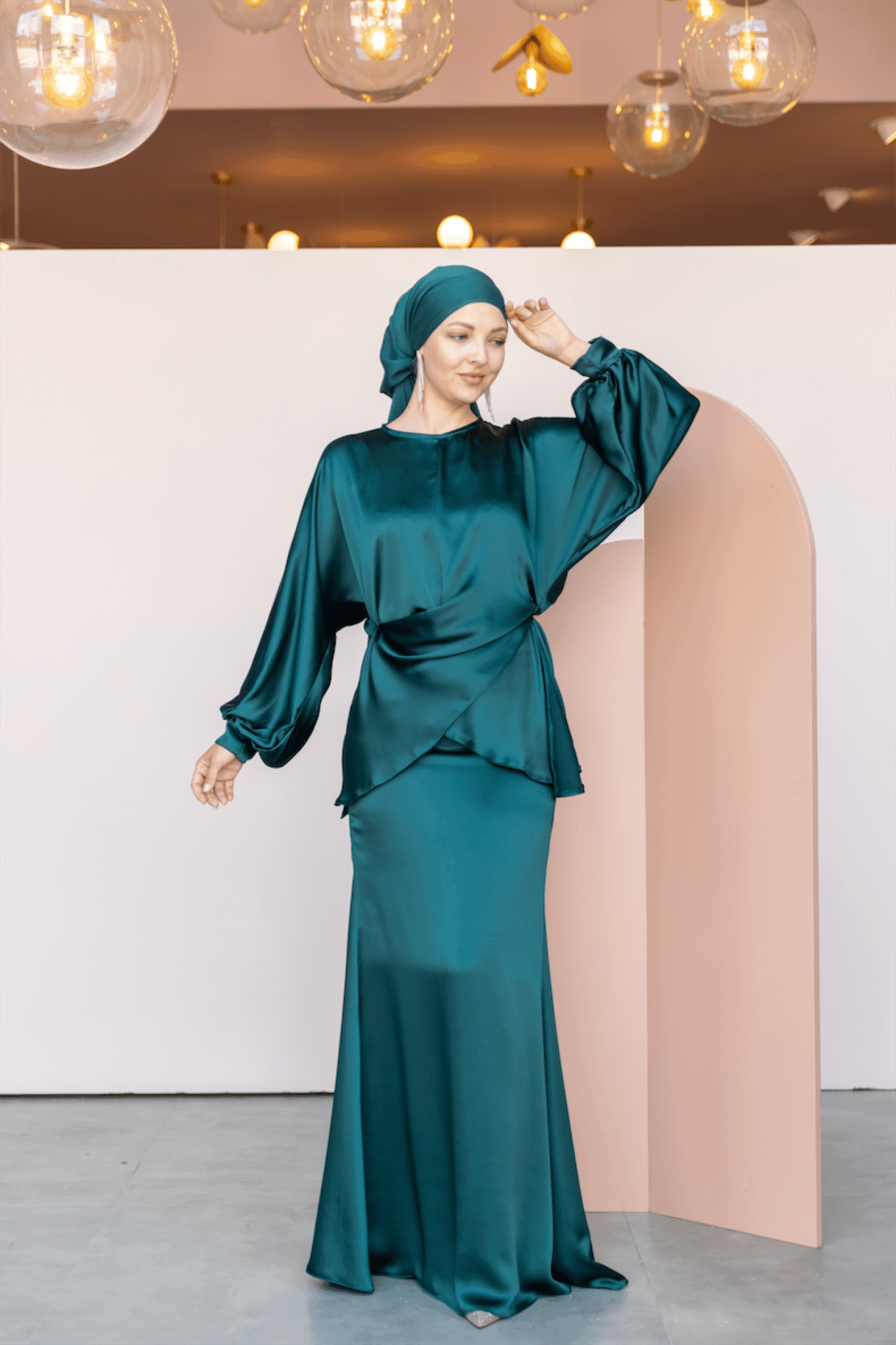 Felicita Hijab Evening Dress - Emerald Green