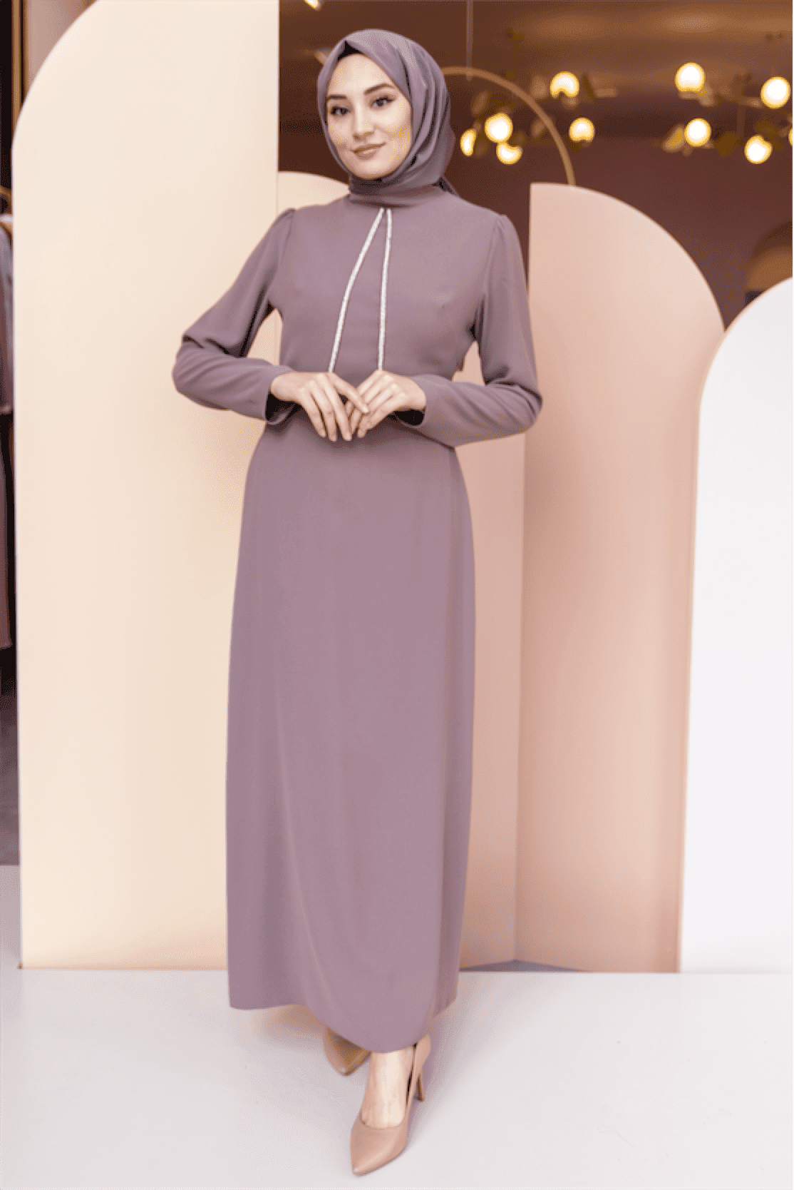 Alya Hijab Evening Dress - Brown