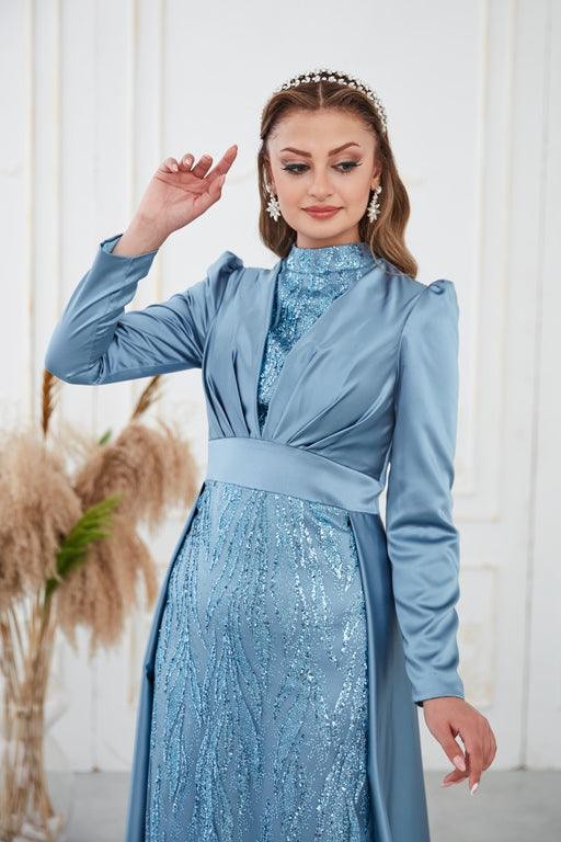 Bella Hijab Evening Dress - Blue
