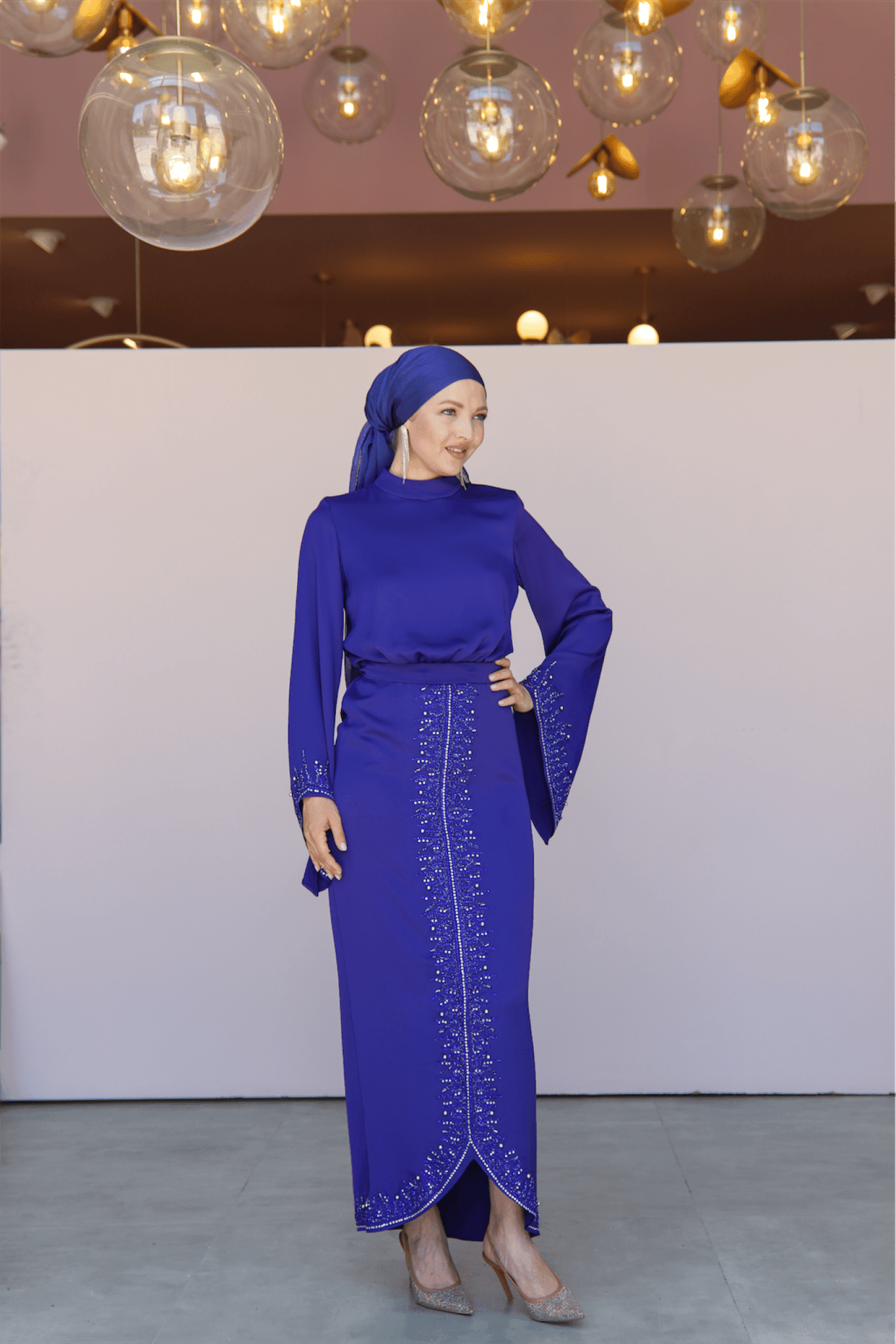 Thai Hijab Evening Dress - Blue