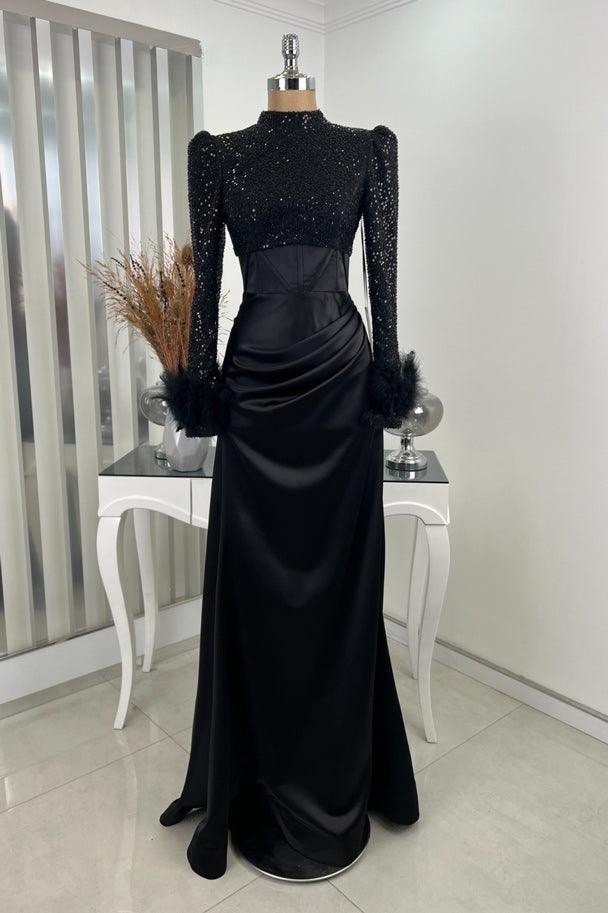 Sahra Hijab Evening Dress - Black