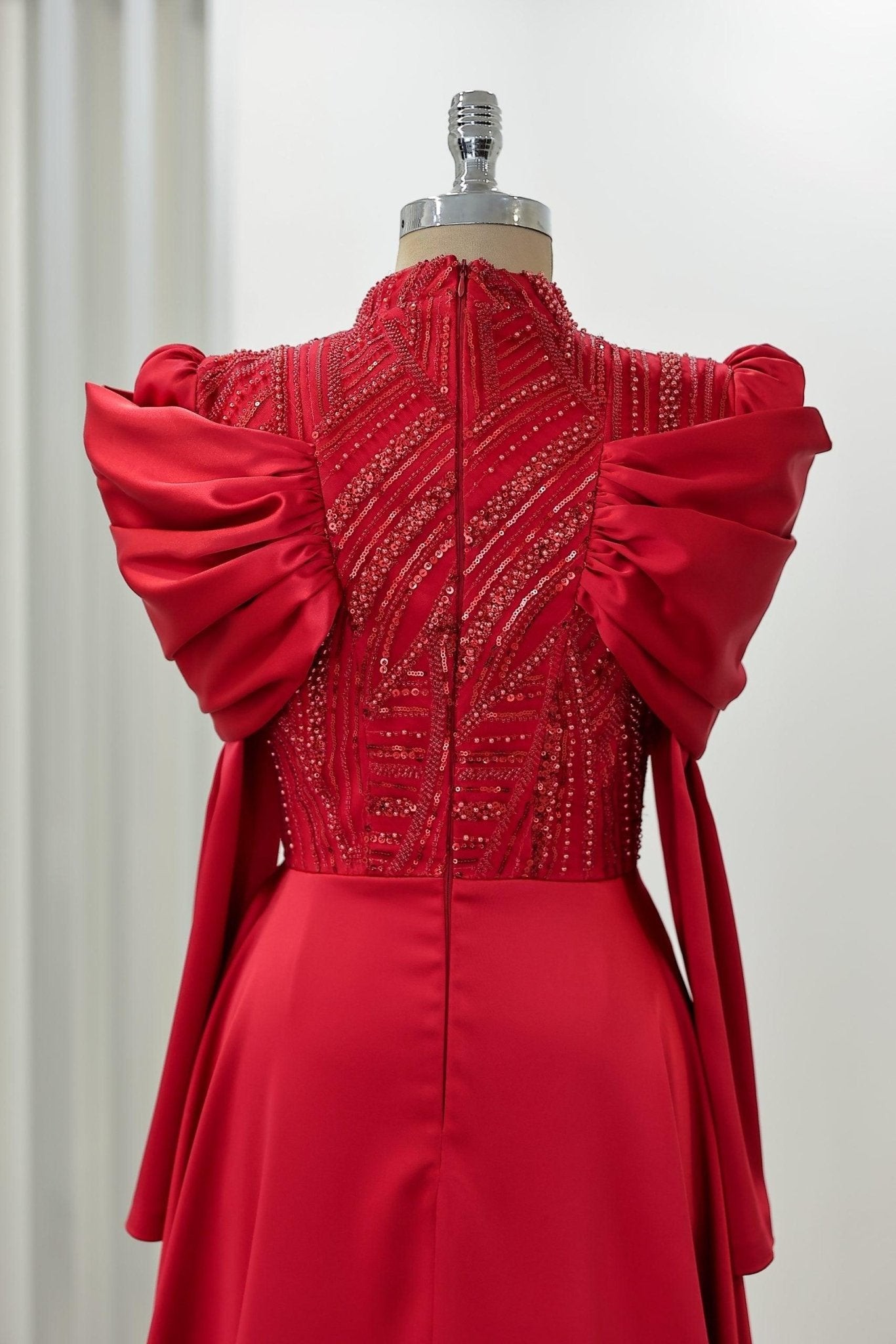 Lidya Hijab Evening Dress - Red
