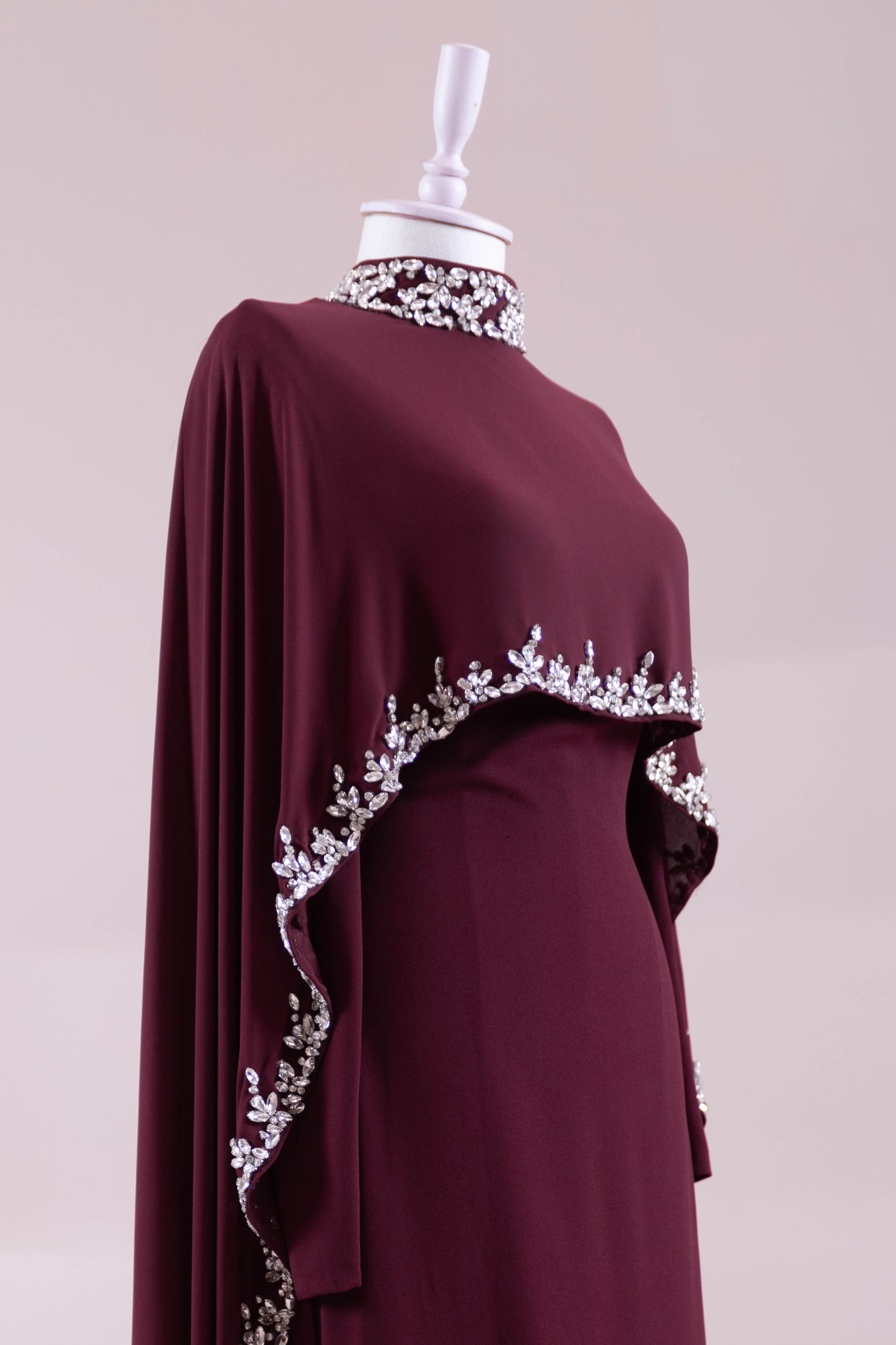 Layali Tesettür Abiye - Burgundy