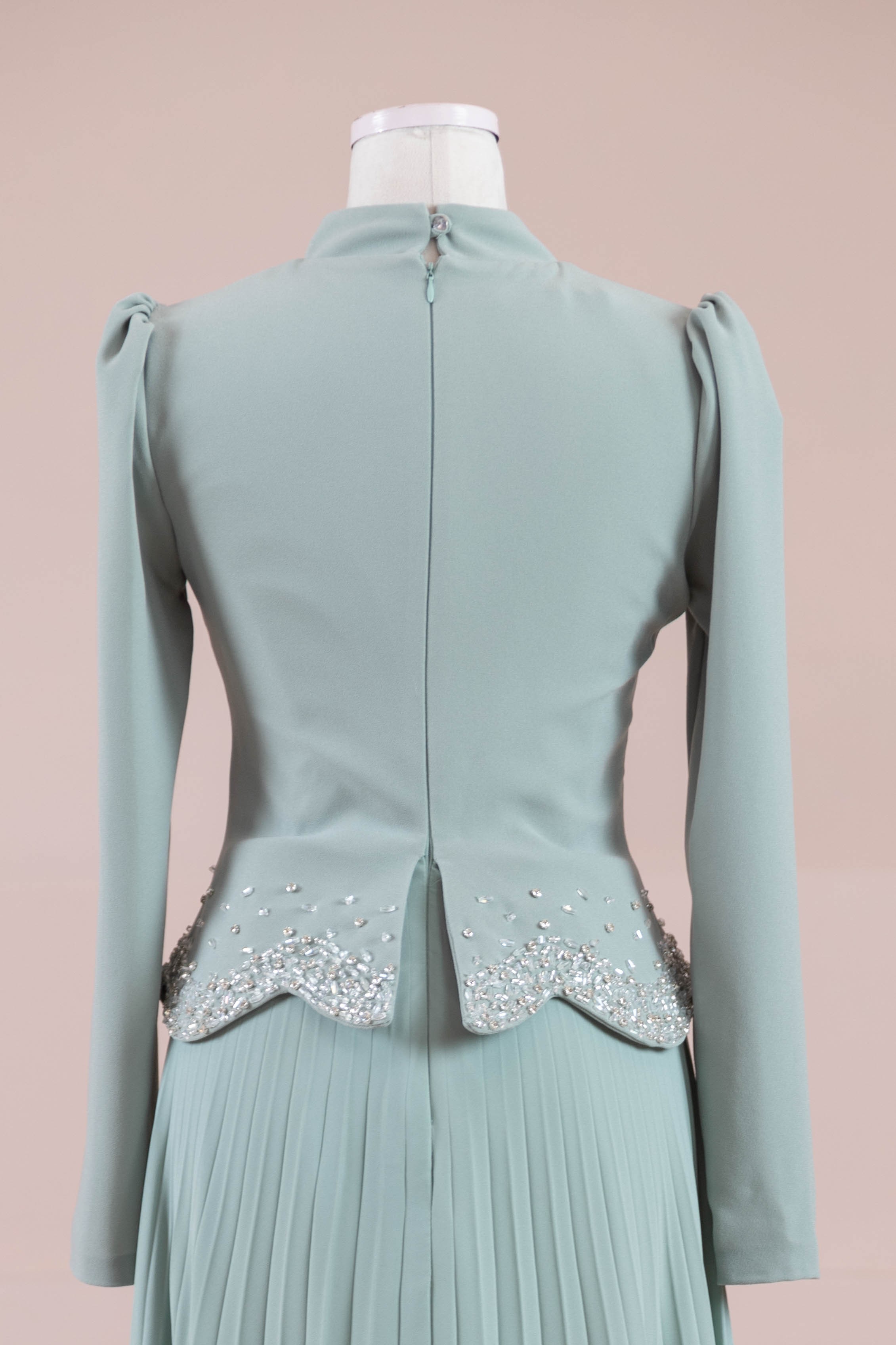 Velor Tesettur Abiye - Mint