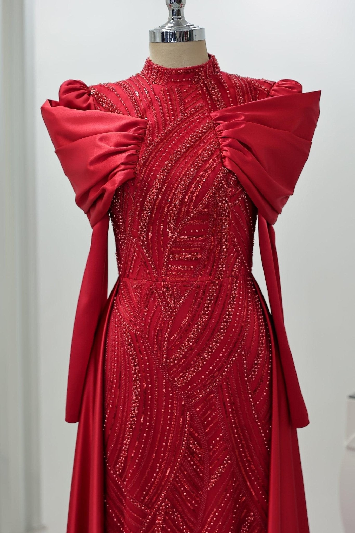 Lidya Hijab Evening Dress - Red