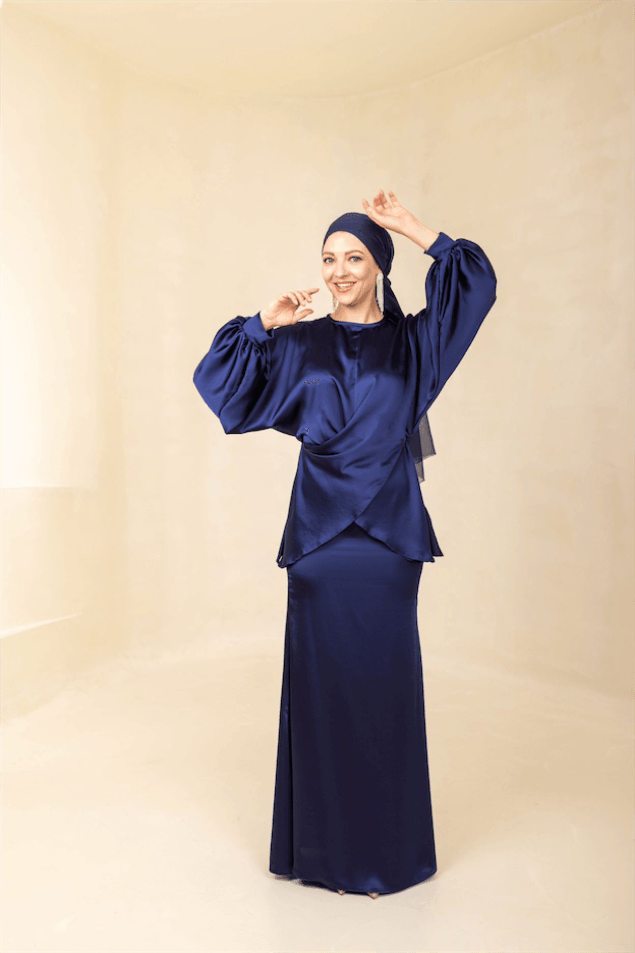 Felicita Hijab Evening Dress - Navy