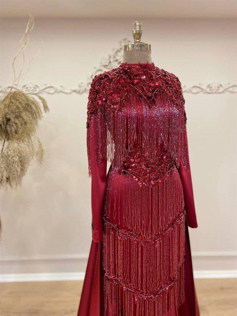 Elegance Tesettür Abiye - Bordo