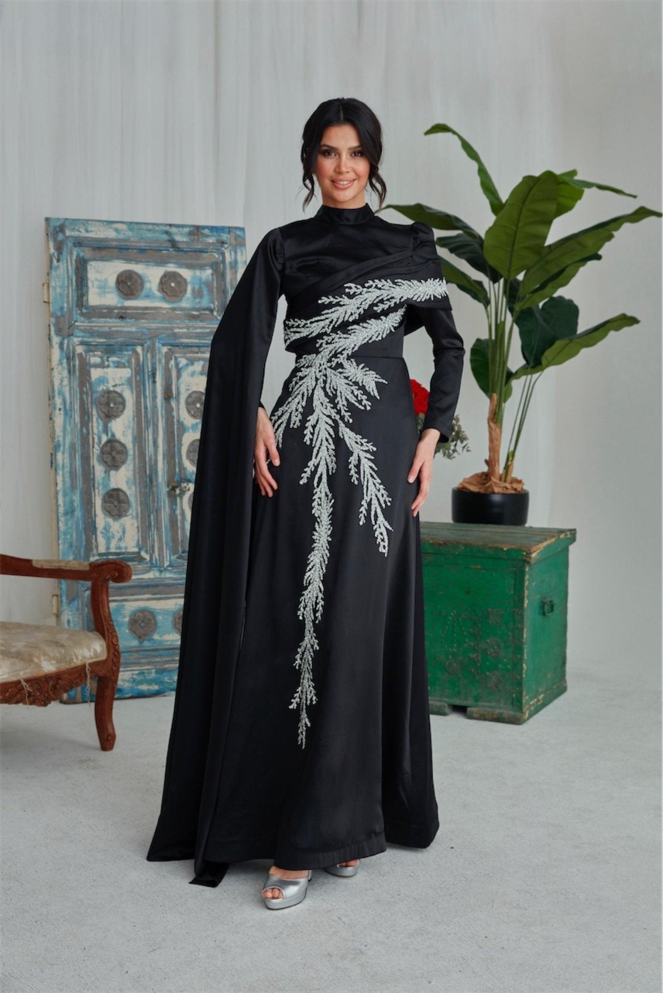 Emily Hijab Abendkleid – Ölgrün
