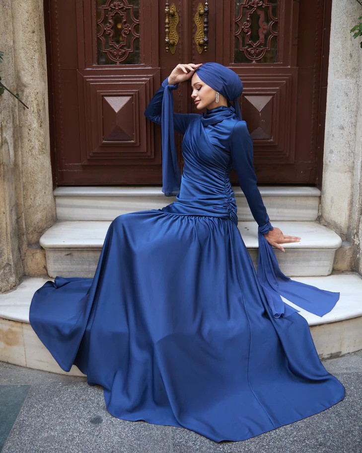 Gökçe Tesettür Abiye - Navy Blue