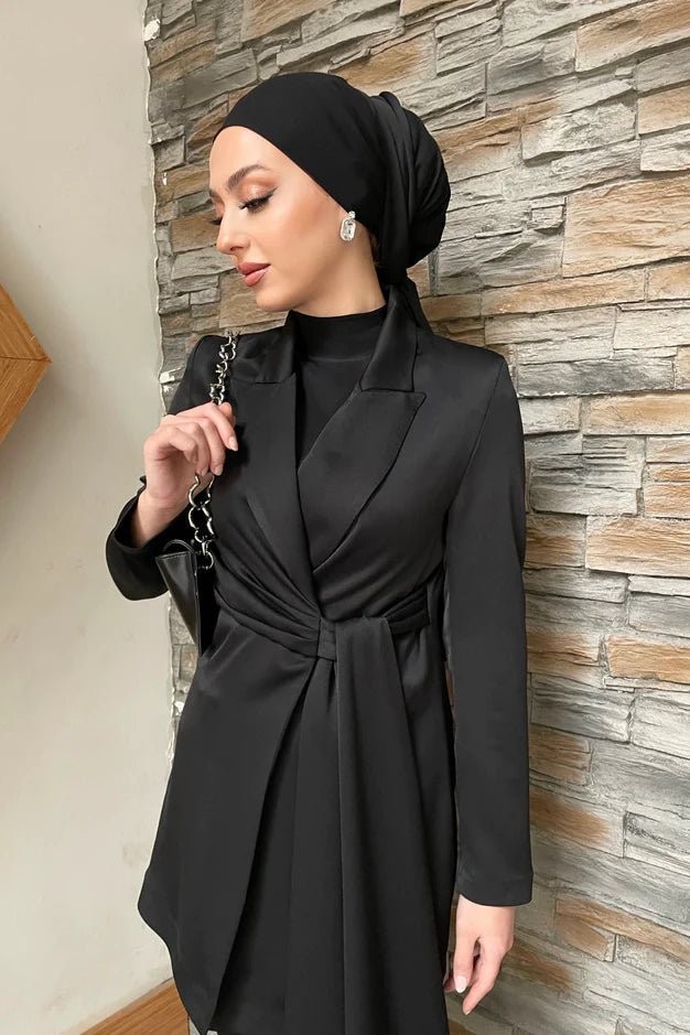 Tuvana Hijab Suit - Black