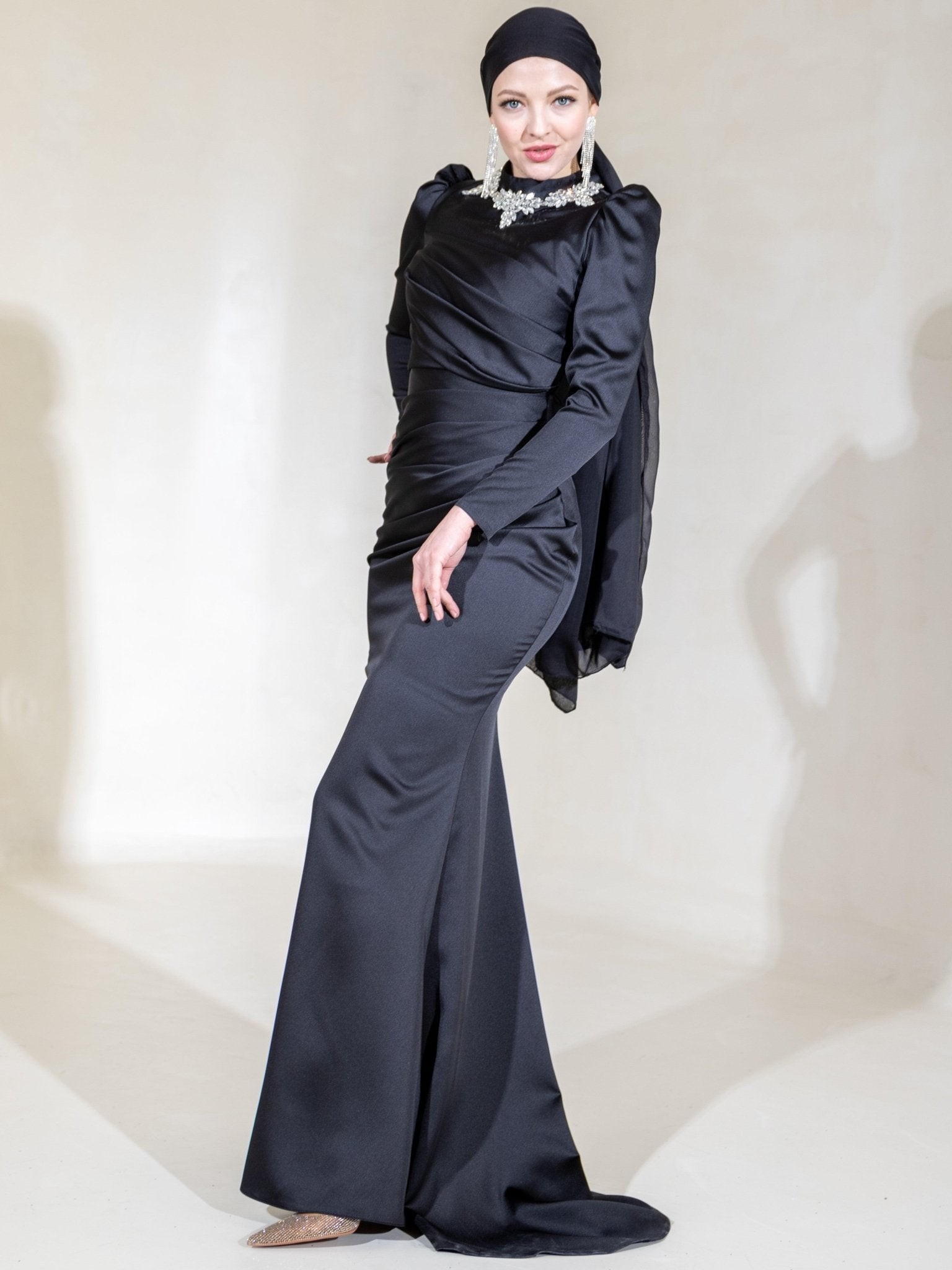 Draped Mira Hijab Evening Dress