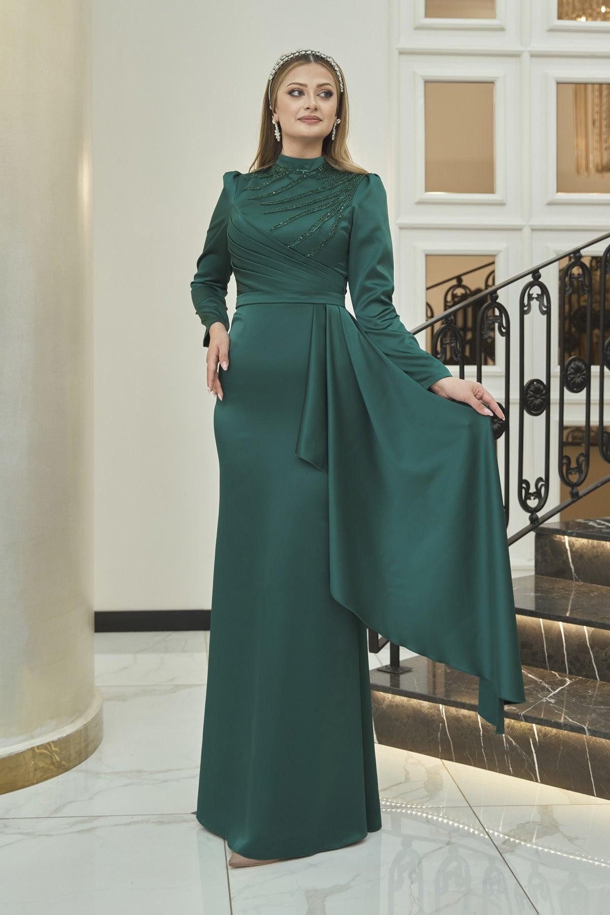 Robe de soirée Sırma Hijab - Émeraude