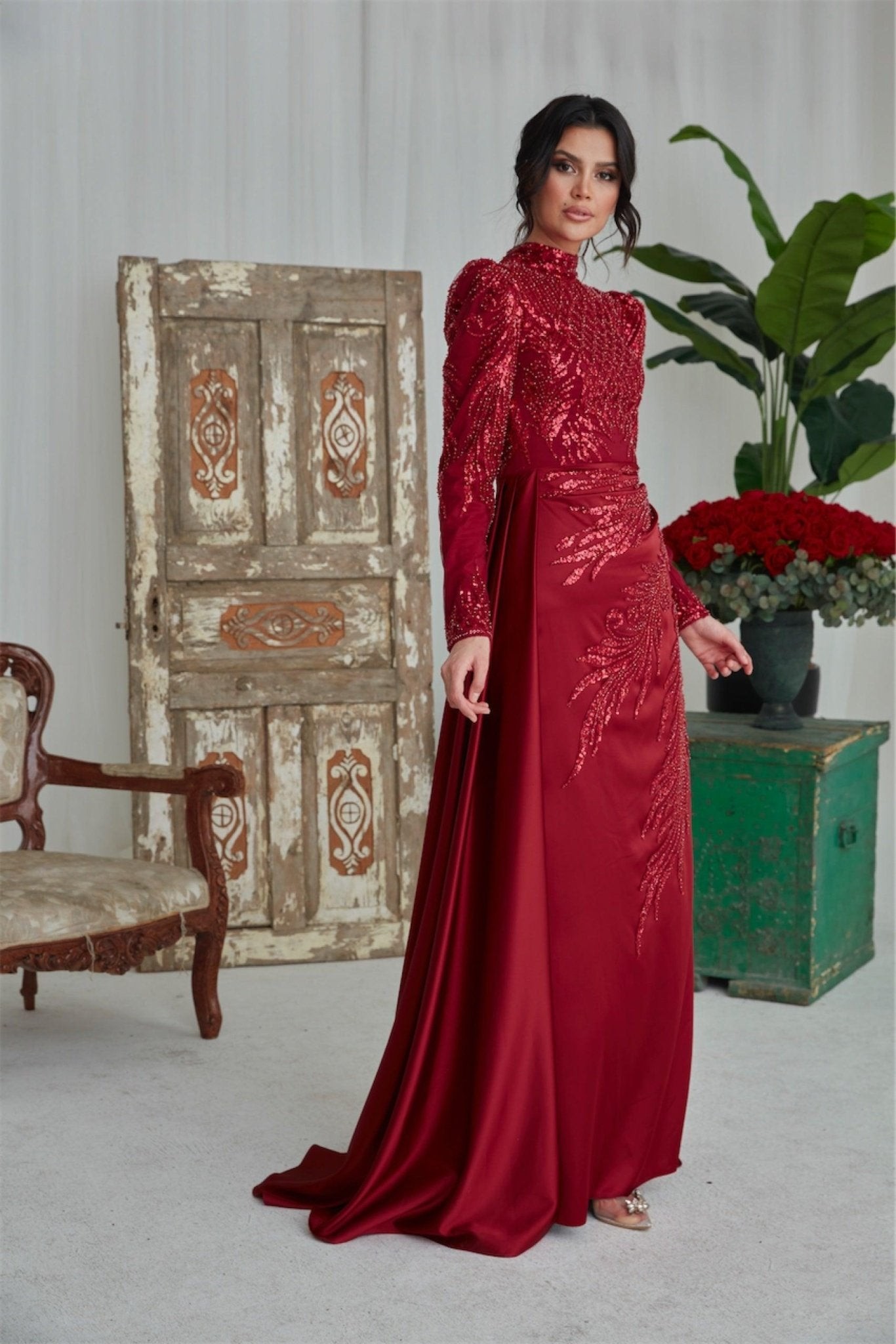 Darla Hijab Evening Dress - Emerald