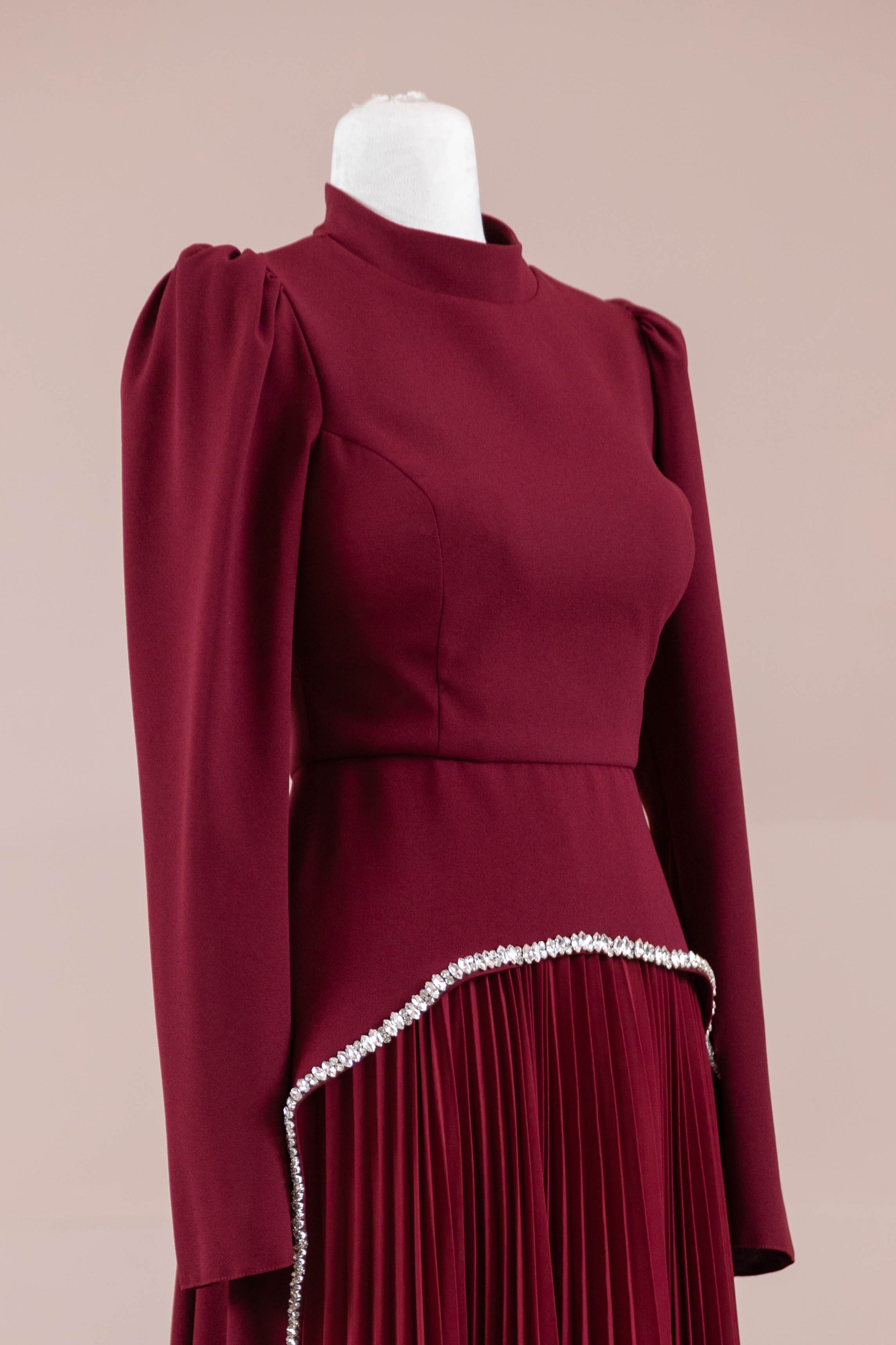 Elise Tesettür Abiye - Burgundy