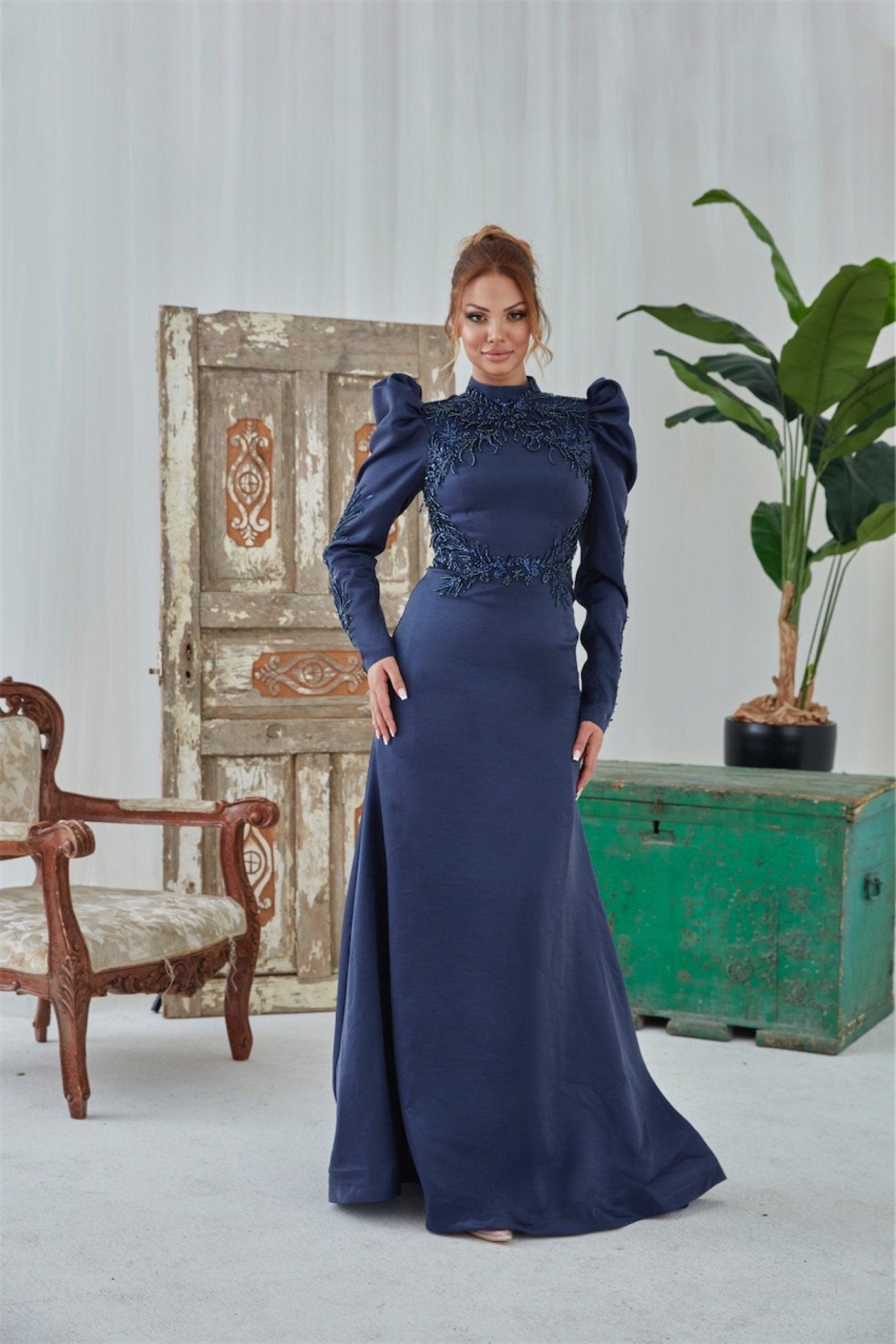 Ceylin Hijab Evening Dress - Gold