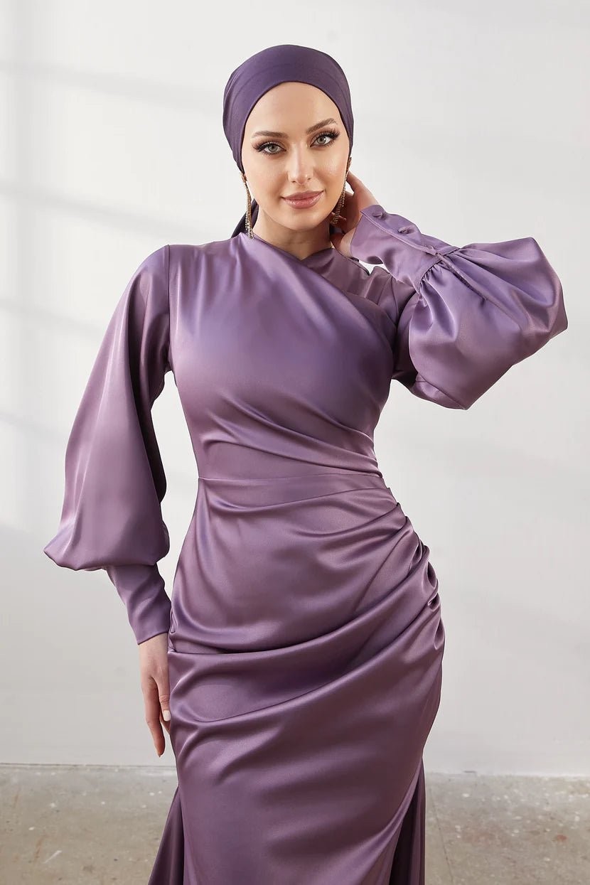 Minel Hijab Evening Dress - Lilac